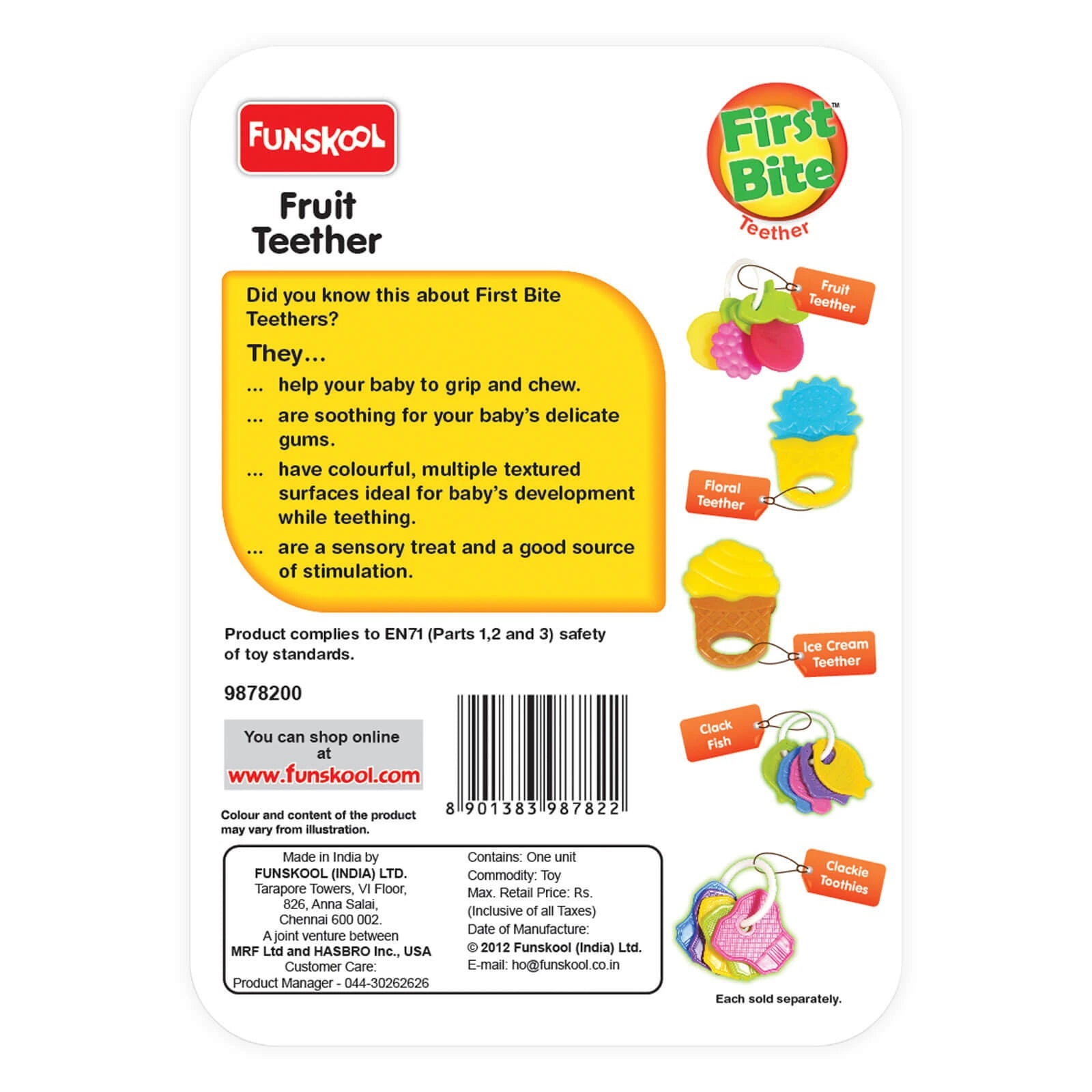 Fruit Shaped Baby Teether Rattle